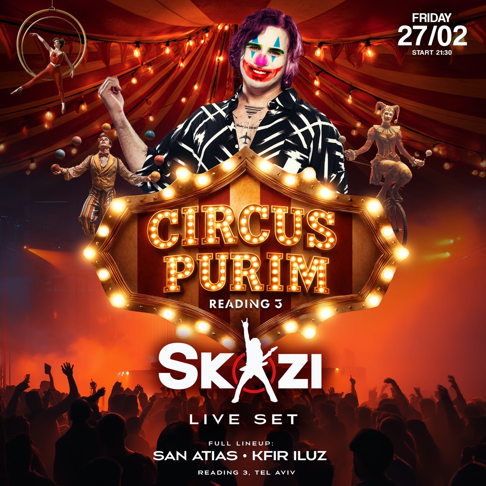  PURIM CIRCUS PARTY - SKAZI AT READING 3 | הזמנת כרטיסים
