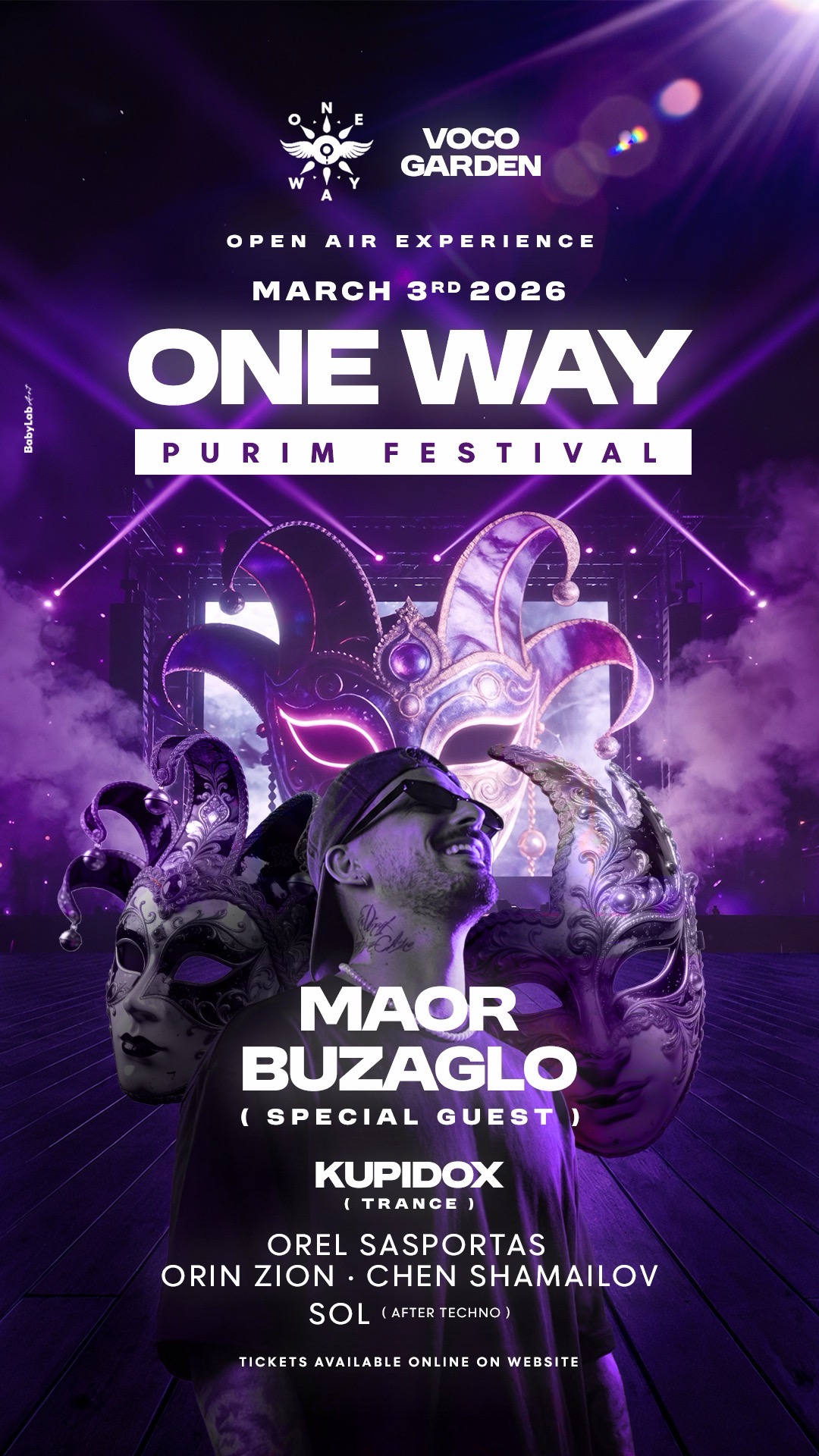 One Way Purim  X Maor Buzaglo - Open Air In The Voco 🕶️🌳 | הזמנת כרטיסים