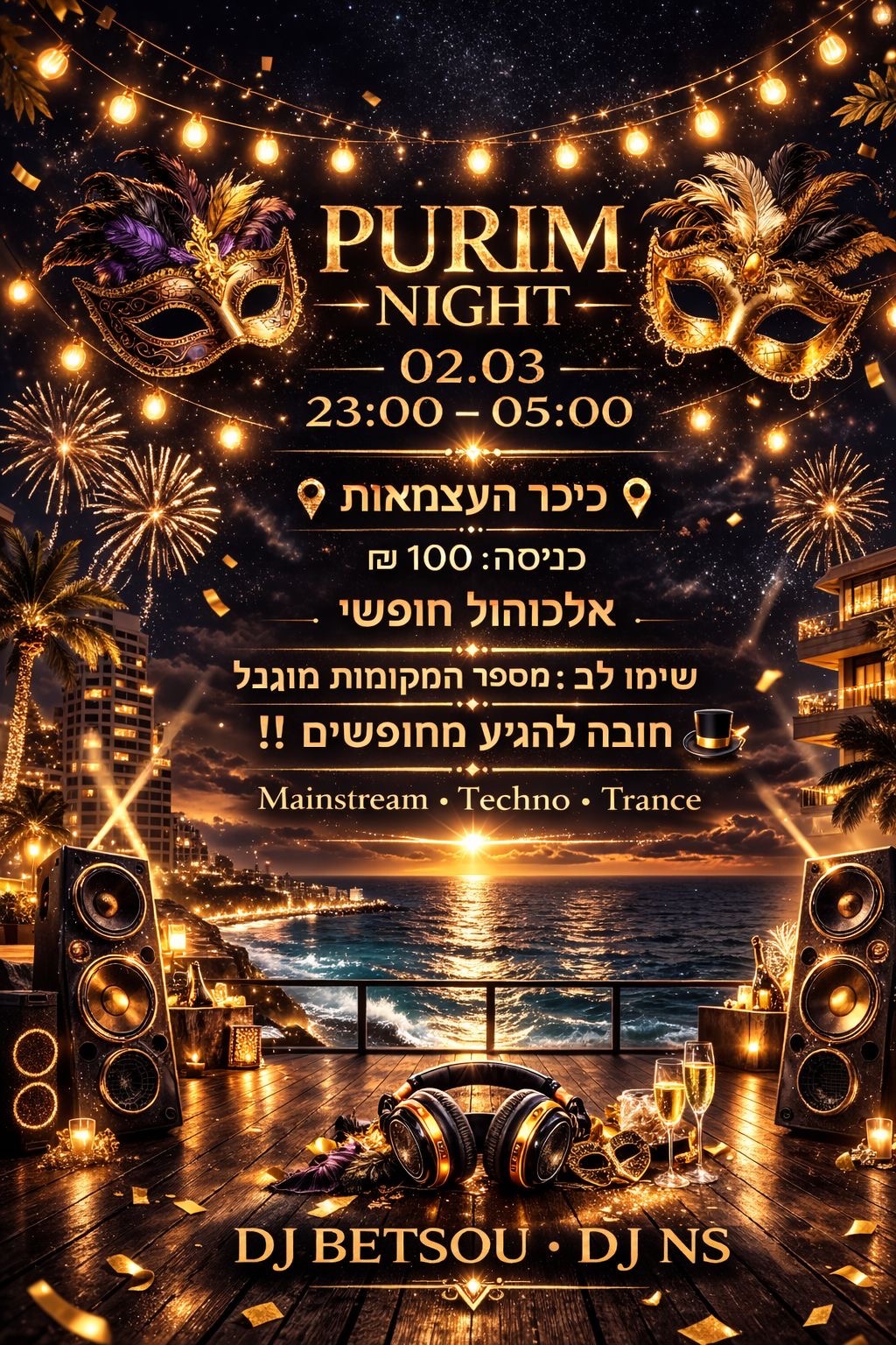  Purim rooftop party | הזמנת כרטיסים