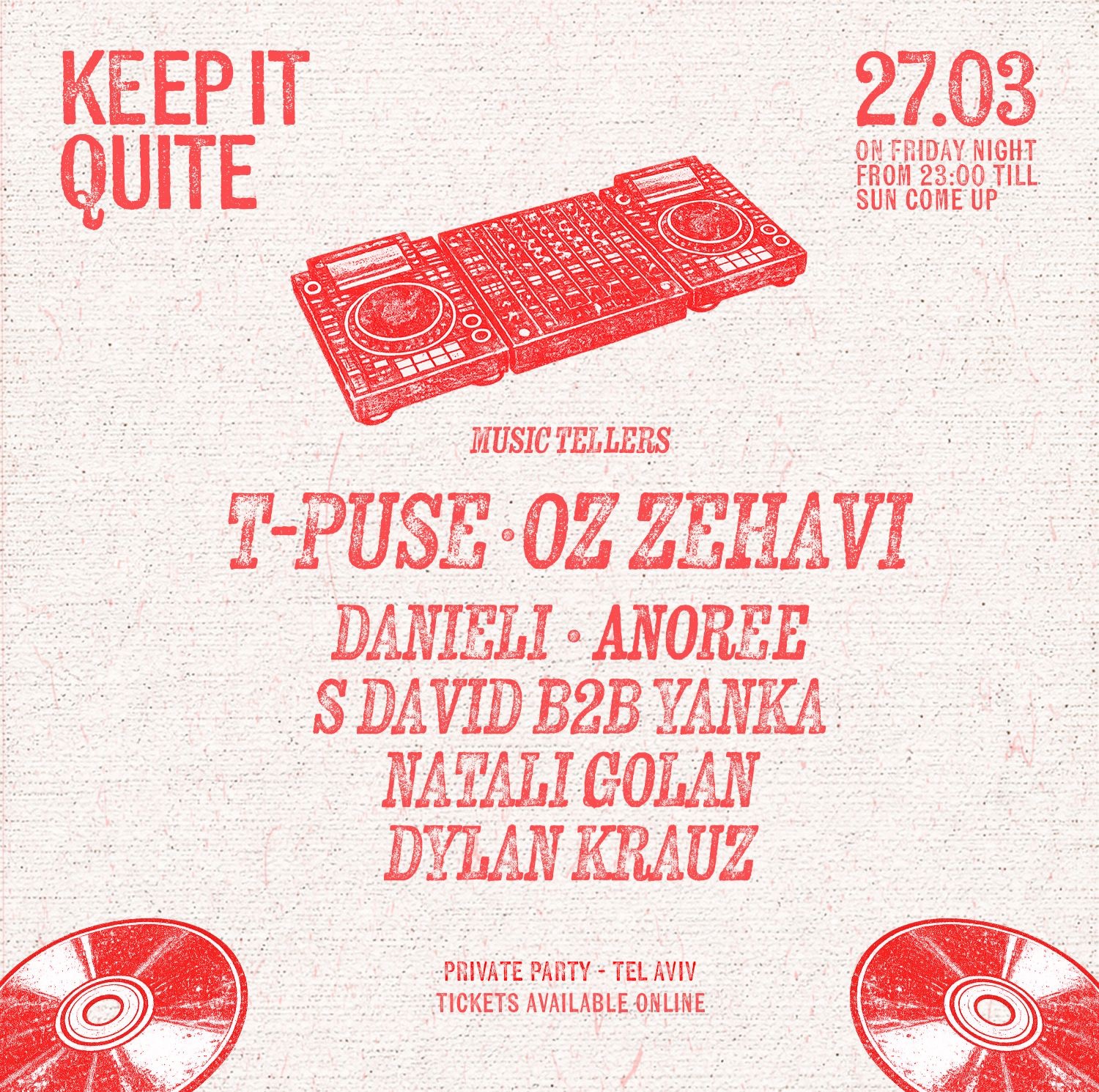 Friday Secret Party // T-PUSE & OZ ZEHAVI | הזמנת כרטיסים